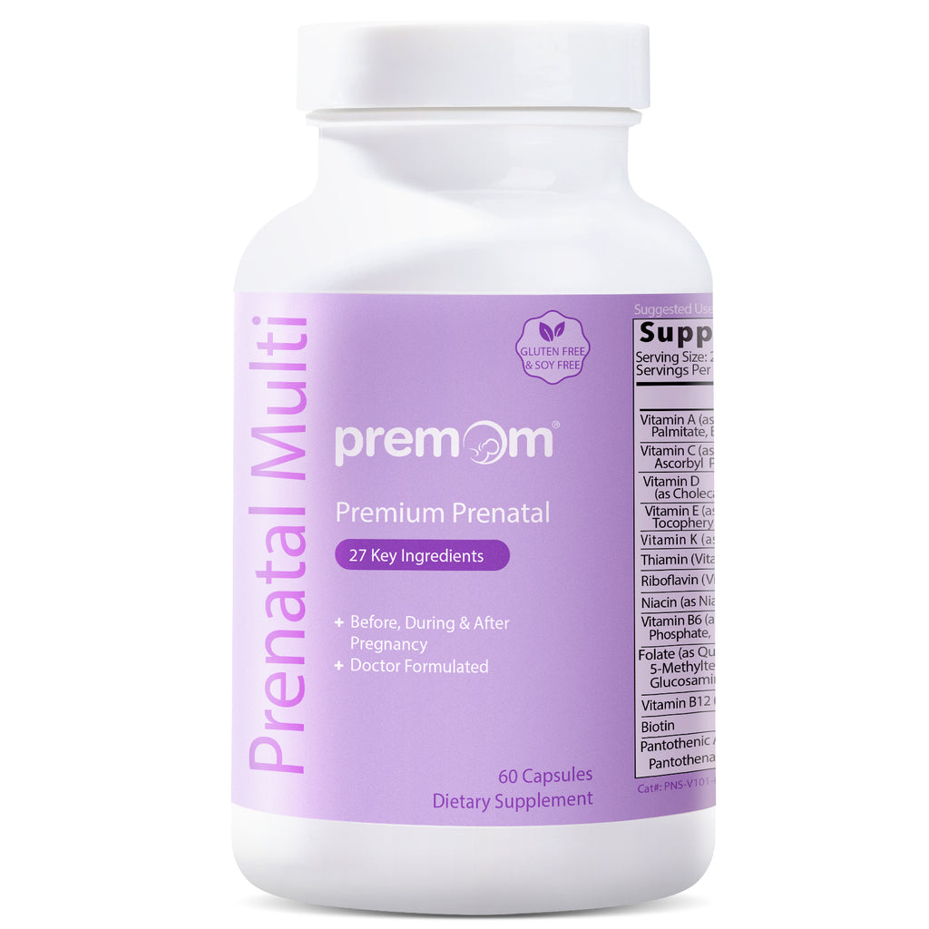 Premom Multivitamin for Women - Prenatal Formula Vitamin Supplements: Methyl Folate + Iron + Biotin + Zinc + 27 Nutrients, Choline + B Complex Conception Fertility Prenatal Vitamins