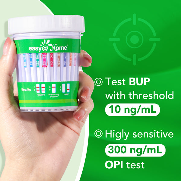 Easy@Home Drug Test Cup: Urine Drug Test Kits, Testing for AMP, BUP, BAR, BZO, COC, MET, MDMA, MOP 300, MTD, OXY, PCP, THC 50, Including Highly Sensitive THC Tests for Home Use, ECDOA3-6125B 1Pack
