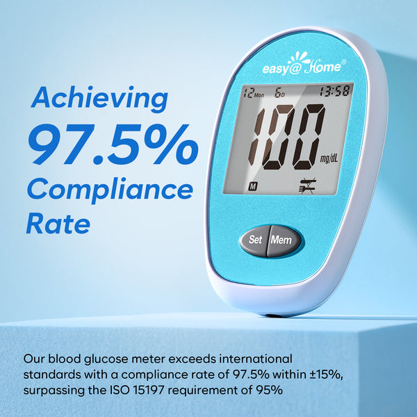 Easy@Home Wireless Glucose Monitor Kit - Blood Sugar Testing Kit with Free App GlucoseEase Includes 100 Glucometer Strips and 100 Blood Lancets, Large Display Diabetes Testing Kit