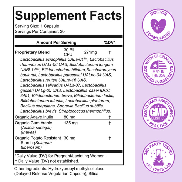 Premom Prenatal Pre & Probiotics for Women: Organic Prebiotics, 30 Billion CFU, 18 Diverse Strains