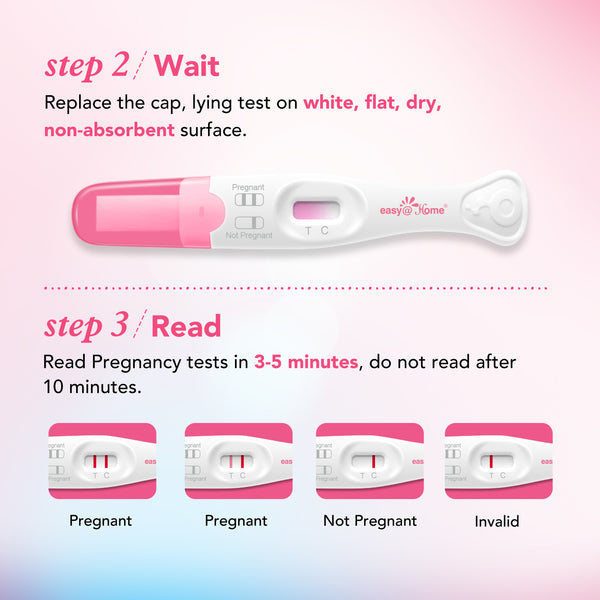 Easy@Home Pregnancy Test Sticks: Early Detection - Easy to Use at Home Rapid Result - Pregnancy Tests with Curved Handle | 5 Pack - EZW1-MA-5