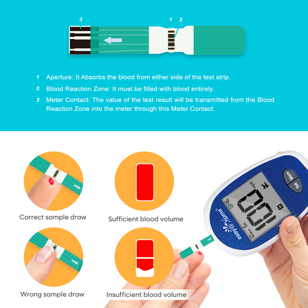 Easy@Home Blood Glucose Monitor Kit: Diabetes Testing Kit with 1 Lancing Device - 100 Test Strips and 100 Blood Lancets - Portable Blood Sugar Test Kit for Home Use EBG-100SL