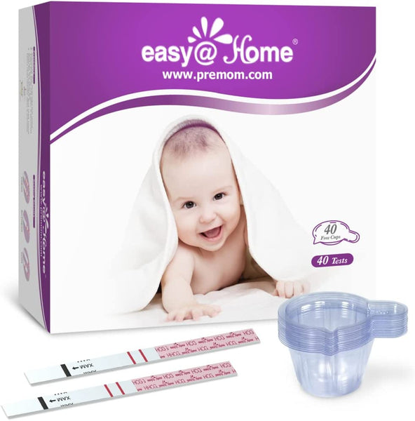 Easy@Home 40 Pregnancy Test Strips with 40 Large Urine Cups - Accurate and Clear Detection for Early Pregnancy | Package May Vary