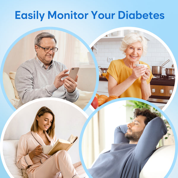 Easy@Home Wireless Glucose Monitor Kit - Blood Sugar Testing Kit with Free App GlucoseEase Includes 100 Glucometer Strips and 100 Blood Lancets, Large Display Diabetes Testing Kit