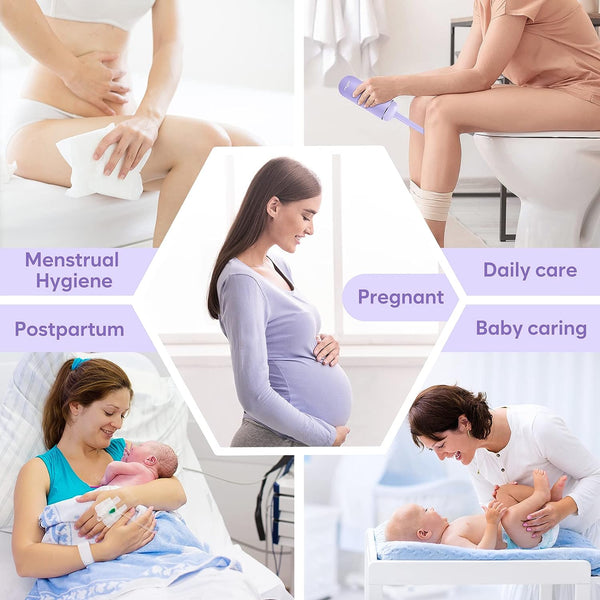 Portable Peri Bottle for Postpartum & Perineal Care: Easy@Home Handheld Bidet Perfect for Personal Hygiene Cleaning & Travel Friendly | 380ml Leakproof & Convenient Design | EPB-01 Purple