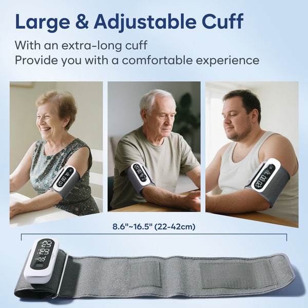 Bluetooth Wireless Blood Pressure Monitor for Home Use: Easy@Home Rechargeable BP Machine with Large Cuff, Free MyHeartPal App, One-Piece Design, Compact & Portable, iOS & Android Compatible, EBP-96B