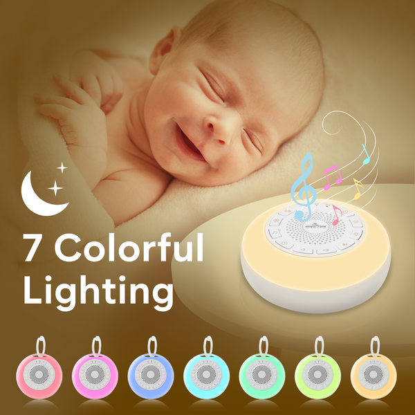 Easy@Home White Noise Machine: Portable Sleep Aid Babies with White Noise | Night Light | 26 Soothing Lullabies & Nature Sounds | 3 Timer Settings | 7 Colourful Lighting & USB