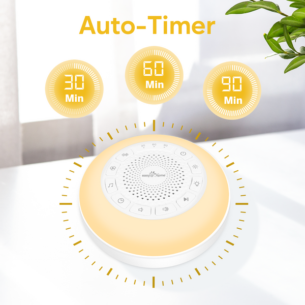 Easy@Home White Noise Machine: Portable Sleep Aid Babies with White Noise | Night Light | 26 Soothing Lullabies & Nature Sounds | 3 Timer Settings | 7 Colourful Lighting & USB