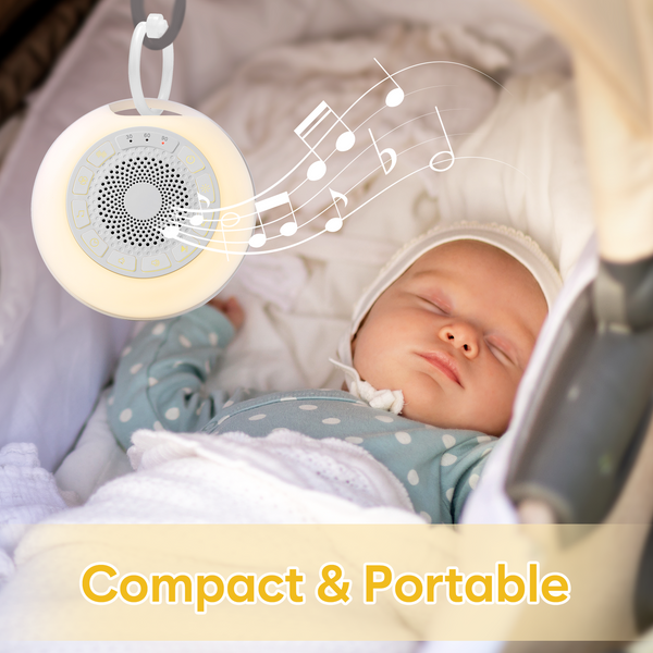 Easy@Home White Noise Machine: Portable Sleep Aid Babies with White Noise | Night Light | 26 Soothing Lullabies & Nature Sounds | 3 Timer Settings | 7 Colourful Lighting & USB