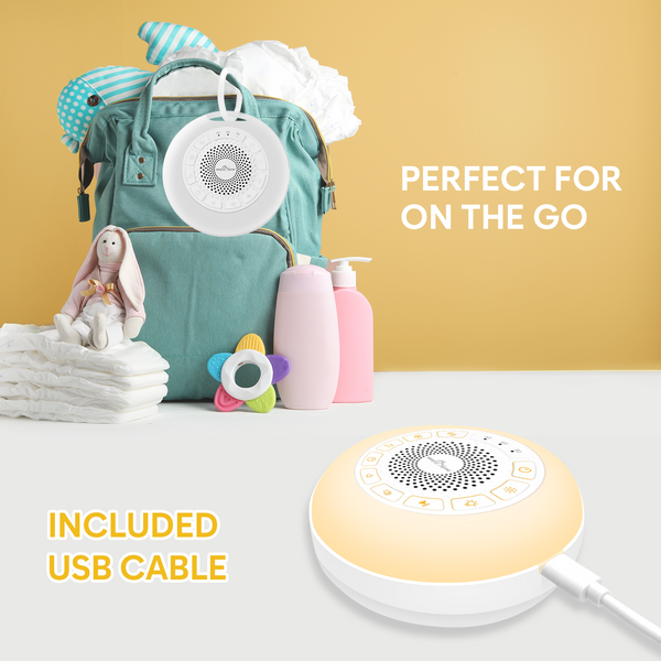 Easy@Home White Noise Machine: Portable Sleep Aid Babies with White Noise | Night Light | 26 Soothing Lullabies & Nature Sounds | 3 Timer Settings | 7 Colourful Lighting & USB