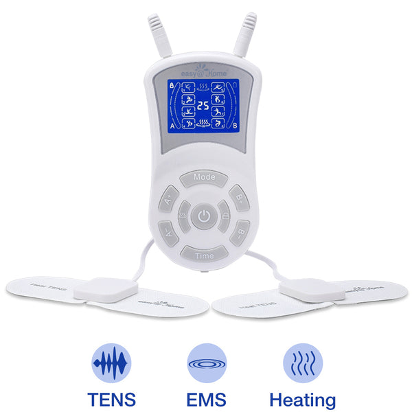 Easy@Home Heat TENS Unit, TENS EMS Unit with Heat Therapy, 510K Cleared, Large Back Lit Display FSA Eligible Pain Management and Muscle Stimulator Massager, Pain Relief Therapy EHE018