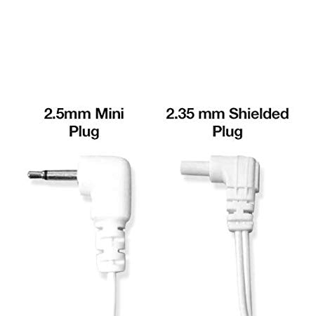 Easy@Home Replacement TENS Lead Wires, for EHE010/012pro,2.35mm Shielded Plug to Two 2mm Pin Connectors,2pc/Pack #EHE010-012(W)