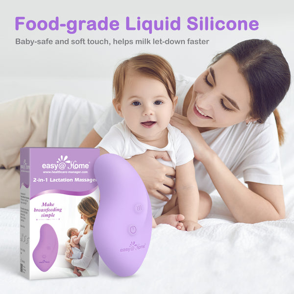 Lactation Massager Breastfeeding Stimulator: 2-in-1 Nursing Baby Pump Mom Breast Support | Warming Sore Tenderness Relief Nipple Massage | Postpartum Essential | Improves Breastmilk Flow EHL038