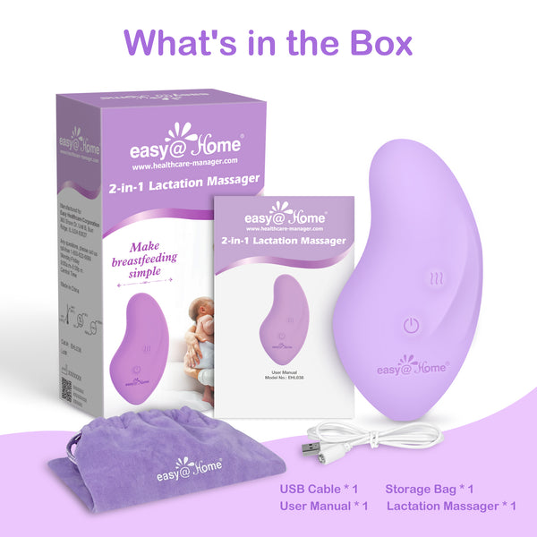 Lactation Massager Breastfeeding Stimulator: 2-in-1 Nursing Baby Pump Mom Breast Support | Warming Sore Tenderness Relief Nipple Massage | Postpartum Essential | Improves Breastmilk Flow EHL038