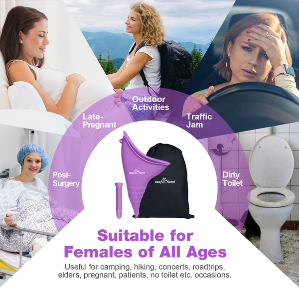 Portable Female Urination Device for Women: Easy@Home Silicone Female Urinal Device Pee Standing Up Funnel Reusable for Travel | Camping | Car | Outdoor | Hiking EUD408