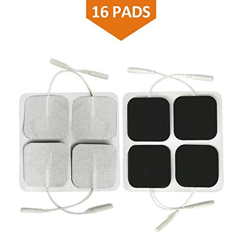 16 Pads of Easy@home 2"x 2" TENS Unit Reuseable Self Stick Carbon Electrode Pad - Non Irritating Design