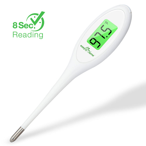 8 Sec Fast Reading Easy@Home Digital Oral Thermometer for Adult, Kid and Baby, Oral, Rectal and Underarm Temperature Measurement for Fever with Two-Color LCD Display Backlit and Alarm EMT-A12