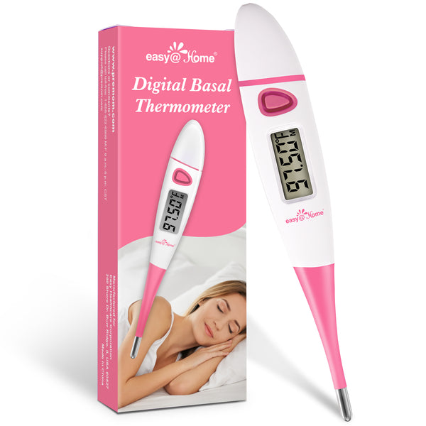 Easy@Home Basal Body Thermometer: BBT for Fertility Prediction with Memory Recall - Accurate Digital Basal Thermometer for Temperature Monitoring with Premom App - EBT-018 (Pink)