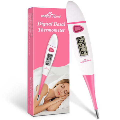 Easy@Home Basal Body Thermometer: BBT for Fertility Prediction with Memory Recall - Accurate Digital Basal Thermometer for Temperature Monitoring with Premom App - EBT-018 (Pink)
