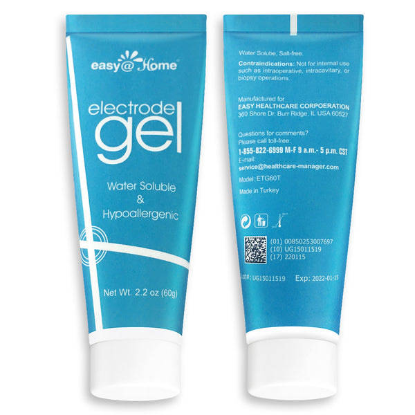 Easy@Home Electrode Gel, 2.2 oz (60g) Tube Conductivity Gel for TENS & EMS Pads, ETG-60T - 2 Pack