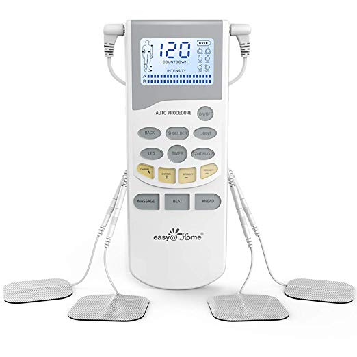 Easy@Home Rechargeable TENS Unit Professional Grade Electronic Pulse Massager - Backlit LCD Display, Leather storage bag, Powerful Pulse Intensity, 510K Cleared, FSA Eligible OTC Home Use, EHE012PRO