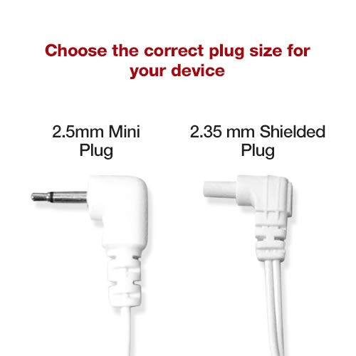 Easy@Home Replacement TENS Lead Wires, for EHE029G,2.5mm Mini Plug to Two 3.5mm Snap Connectors,2pc/Pack #EHE029G(W)