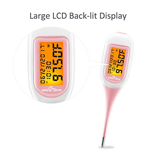 Easy@Home Smart Basal Thermometer, Large Screen and Backlit, FSA Eligible, Period Tracker with Premom(iOS & Android) - Auto BBT Sync, Charting, Coverline & Accurate Fertility Prediction EBT-300