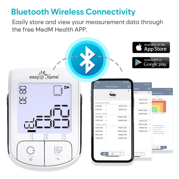 Automatic Wrist Blood Pressure Monitor: Easy@Home Bluetooth Smart Large Cuff BP Machine | Digital Sphygmomanometer| Heart Positioning Indicator | iOS & Android APP | EBP-085