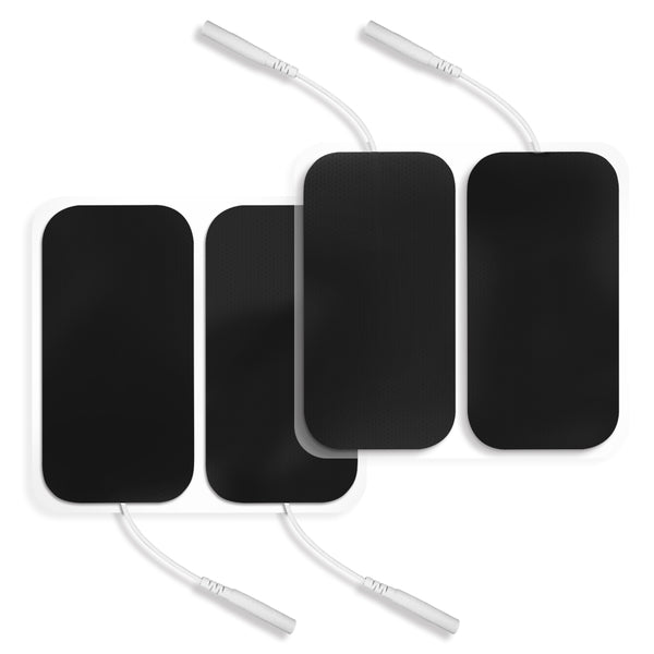Easy@Home Tens Unit Self Stick Carbon Electrode Pads, Non Irritating Design 4 Pcs 2" x 4" Reusable Pads + 16 Pcs 2" x 2" Reusable Pads