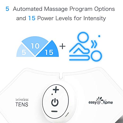 Easy@Home Wireless Rechargeable TENS Unit, FSA Eligible Muscle Stimulator and Pain Relief TENS Pulse Massager - FDA Cleared for OTC Cleared Pain Relief EHE016