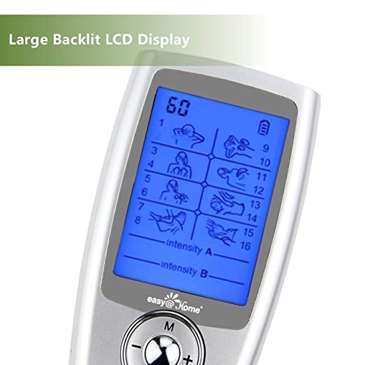 Easy@Home Rechargeable TENS Unit + EMS Muscle Stimulator, 2 Independent Channels, 20 Intensity Levels, 8 Massage Types+16 Modes, 510K Cleared FSA Eligible Handheld Electronic Pulse Massager, EHE029G-B