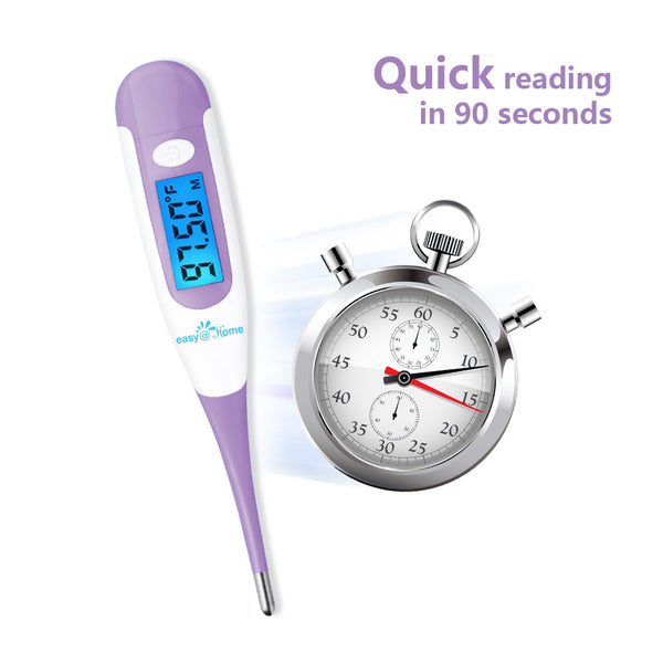 Easy@Home Digital Basal Thermometer with Large Backlight LCD Display, 1/100th Degree High Precision and Memory Recall, for Ovulation Tracking and Natural Family Planning, Upgraded EBT-100B-P (Purple)