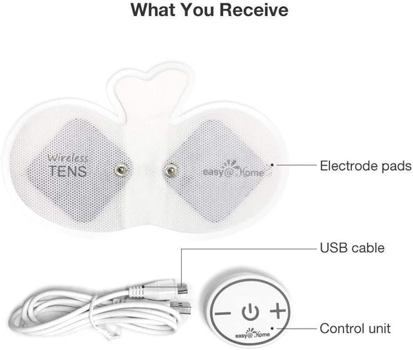 Easy@Home Rechargeable Compact Wireless TENS Unit - 510K Cleared, FSA Eligible Electric EMS Muscle Stimulator Pain Relief Therapy, Portable Pain Management Device EHE015