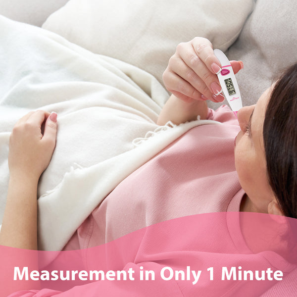 Easy@Home Basal Body Thermometer: BBT for Fertility Prediction with Memory Recall - Accurate Digital Basal Thermometer for Temperature Monitoring with Premom App - EBT-018 (Pink)