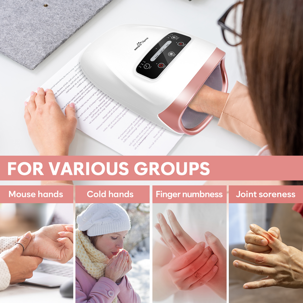 Easy@Home Cordless Electric Hand Massager Device Hand Massager for Arthritis - with Compression and Heat 3 Massage Modes - Pain Relief for Hands Carpal Tunnel and Finger Numbness EHM018