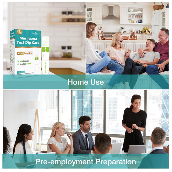 Easy@Home Marijuana Test Dip Card: Drug THC Urine Strips Kit for at Home Detox 50ng/mL Cutoff Level Over The Counter Use- Instant Testing Result in 5 Minutes - # EDTH-115