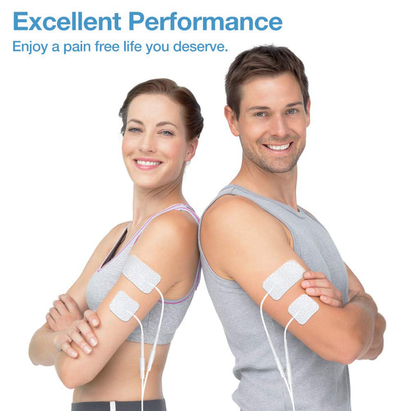 Easy@Home Tens Unit Self Stick Carbon Electrode Pads, Non Irritating Design 4 Pcs 2" x 4" Reusable Pads + 16 Pcs 2" x 2" Reusable Pads
