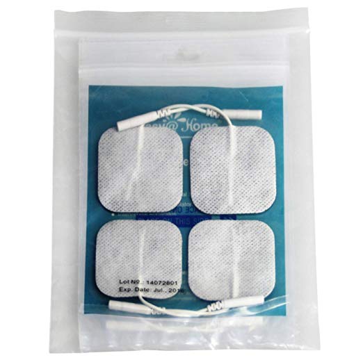 16 Pads of Easy@home 2"x 2" TENS Unit Reuseable Self Stick Carbon Electrode Pad - Non Irritating Design