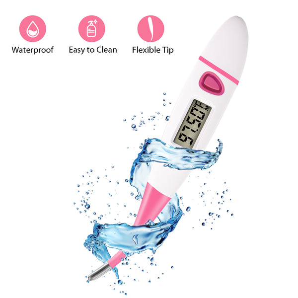 Easy@Home Basal Body Thermometer: BBT for Fertility Prediction with Memory Recall - Accurate Digital Basal Thermometer for Temperature Monitoring with Premom App - EBT-018 (Pink)