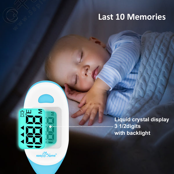 Baby Rectal Thermometer with Fever Indicator - Easy@Home Perfect Newborn and Infant Digital Thermometer with LCD Display Reading Body Temperature-Kid and Baby Item with Accurate Fast Reading - EMT-027