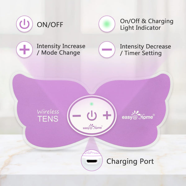 Easy@Home Electronic Pain Relief Stimulator: TENS Unit Wireless Muscle Stimulator | PMS Massage Therapy Machine | Portable Electrode Pads | FSA Eligible 6 Modes 20 Intensities EHE019