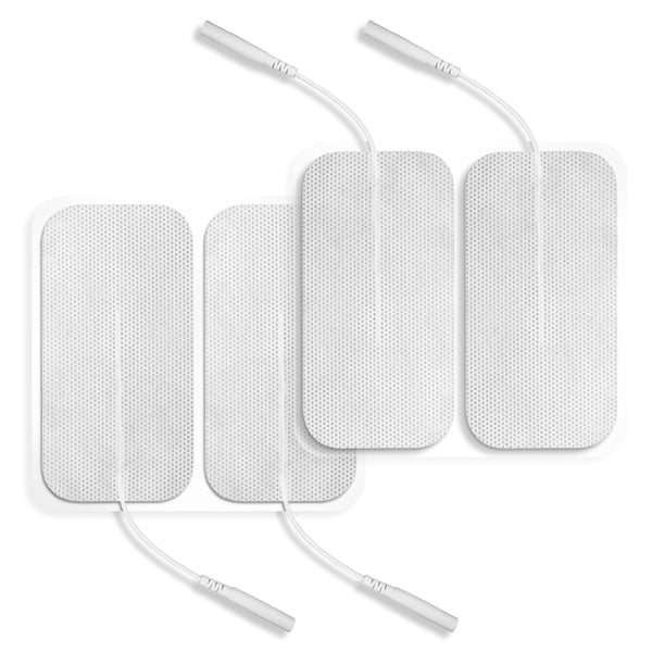 Easy@Home Tens Unit Self Stick Carbon Electrode Pads, Non Irritating Design 4 Pcs 2" x 4" Reusable Pads + 16 Pcs 2" x 2" Reusable Pads