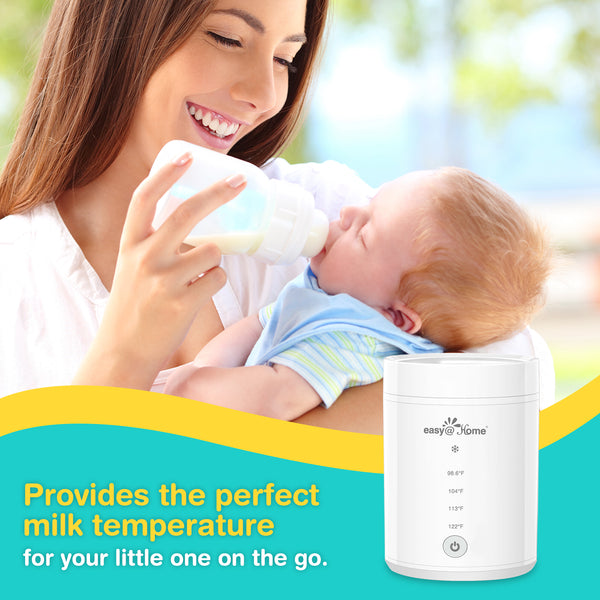 Portable Baby Warmer Bottle Milk: Easy@Home Warmer for Newborn Breastmilk and Formula with 6 Adapters 3 Minutes Fast Heating - Travel Bottle Warmer Fits in Any Storage Bag EMW001