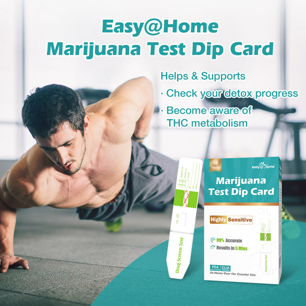 Easy@Home Marijuana Test Dip Card: Drug THC Urine Strips Kit for at Home Detox 50ng/mL Cutoff Level Over The Counter Use- Instant Testing Result in 5 Minutes - # EDTH-115