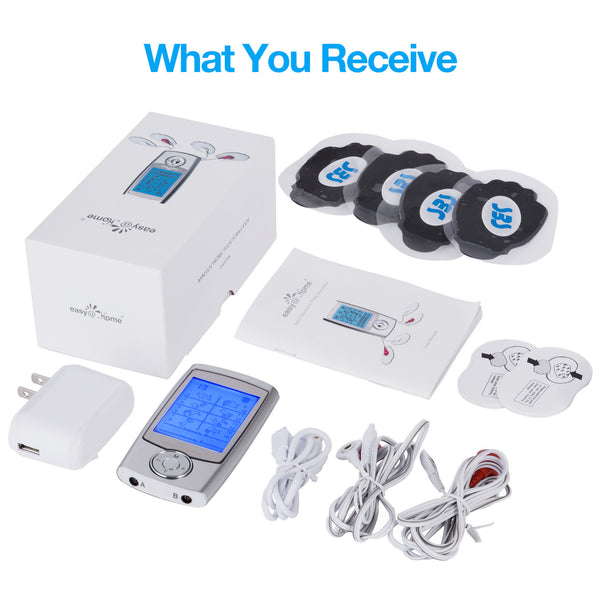 Easy@Home Rechargeable TENS Unit Muscle Stimulator, Electric Pain relief Pulse Massager with 16 EMS or TENS Massage Modes and 20 Intensity Levels - EHE029N