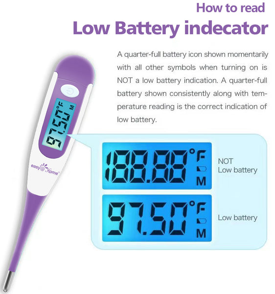 Easy@Home Digital Basal Thermometer with Large Backlight LCD Display, 1/100th Degree High Precision and Memory Recall, for Ovulation Tracking and Natural Family Planning, Upgraded EBT-100B-P (Purple)