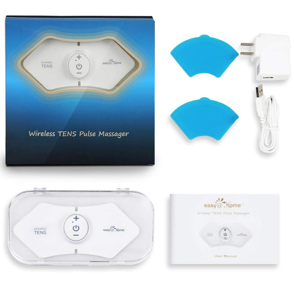 Easy@Home Wireless Rechargeable TENS Unit, FSA Eligible Muscle Stimulator and Pain Relief TENS Pulse Massager - FDA Cleared for OTC Cleared Pain Relief EHE016