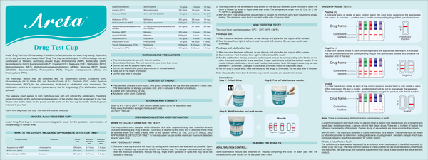 Areta 14 panel Instant Drug Test Cup Testing 14 Different Drugs Plus Temperature Strips #ACDOA-1144