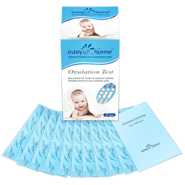 Easy@Home Ovulation Test Strips, 25 Pack Fertility Tests, Ovulation Predictor Kit, Powered by Premom Ovulation Predictor iOS and Android App, 25 LH Strips