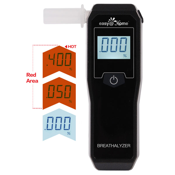 Easy@Home Breathalyzer, Professional-Grade Portable Fuel Cell Breath Alcohol Tester, Personal BAC Level Tracker Color Backlit Digital Notifications, 5 mouthpieces EAT-05FL